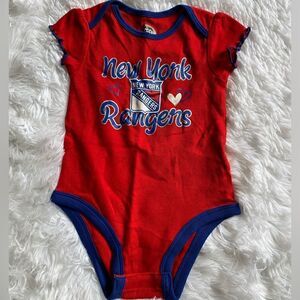 New York Rangers Hockey Baby Onsie Ruffle Sleeves Red Blue New